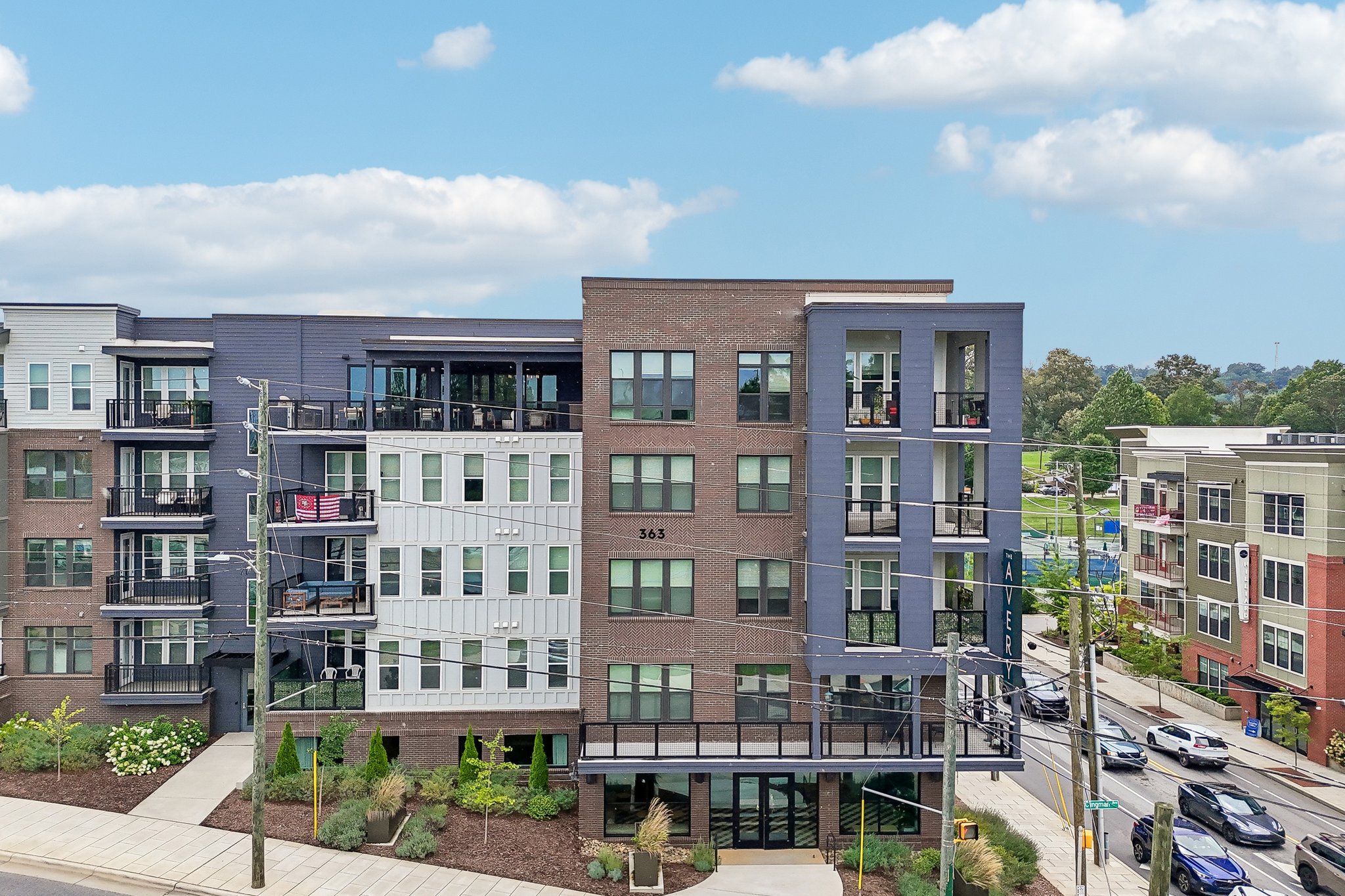 Exterior of The Avery apartments on Hilliard Ave